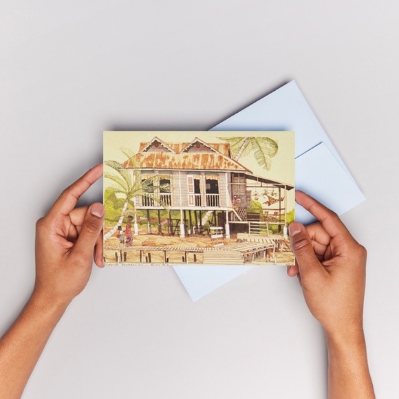 Hand Drawn Malaysian Greeting Card - Kampong House - Picture 2 of 7